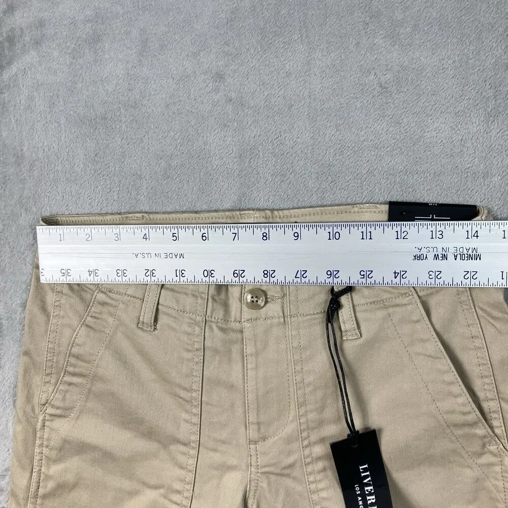 Liverpool Utility Pants Womens 2/26 Khaki Cotton Cropped Outdoors Granola Girl